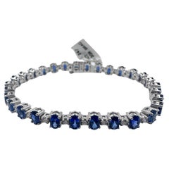 Bracciale in oro bianco 18k con zaffiri da 9,86 carati e 6,75 pollici. (Nuovo)
