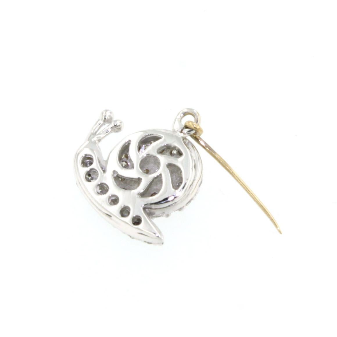 Modern 18 Karat White Gold with White Diamonds Brooch For Sale