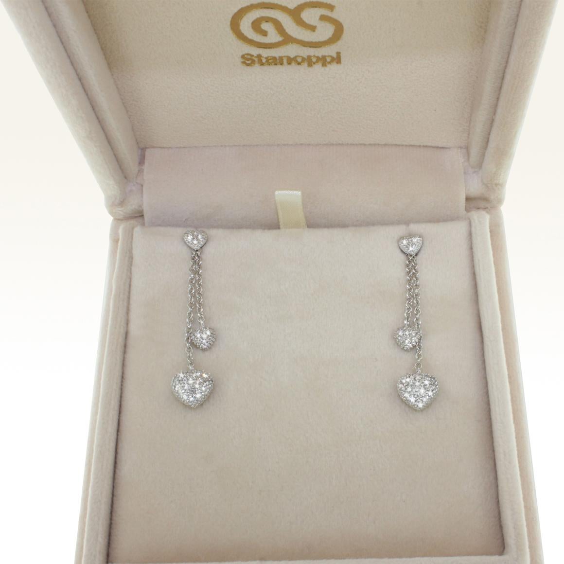 Brilliant Cut 18 Karat White Gold with White Diamonds Earrings For Sale