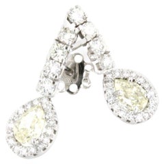 Boucles d'oreilles en or blanc 18 carats avec diamants jaunes et diamants blancs