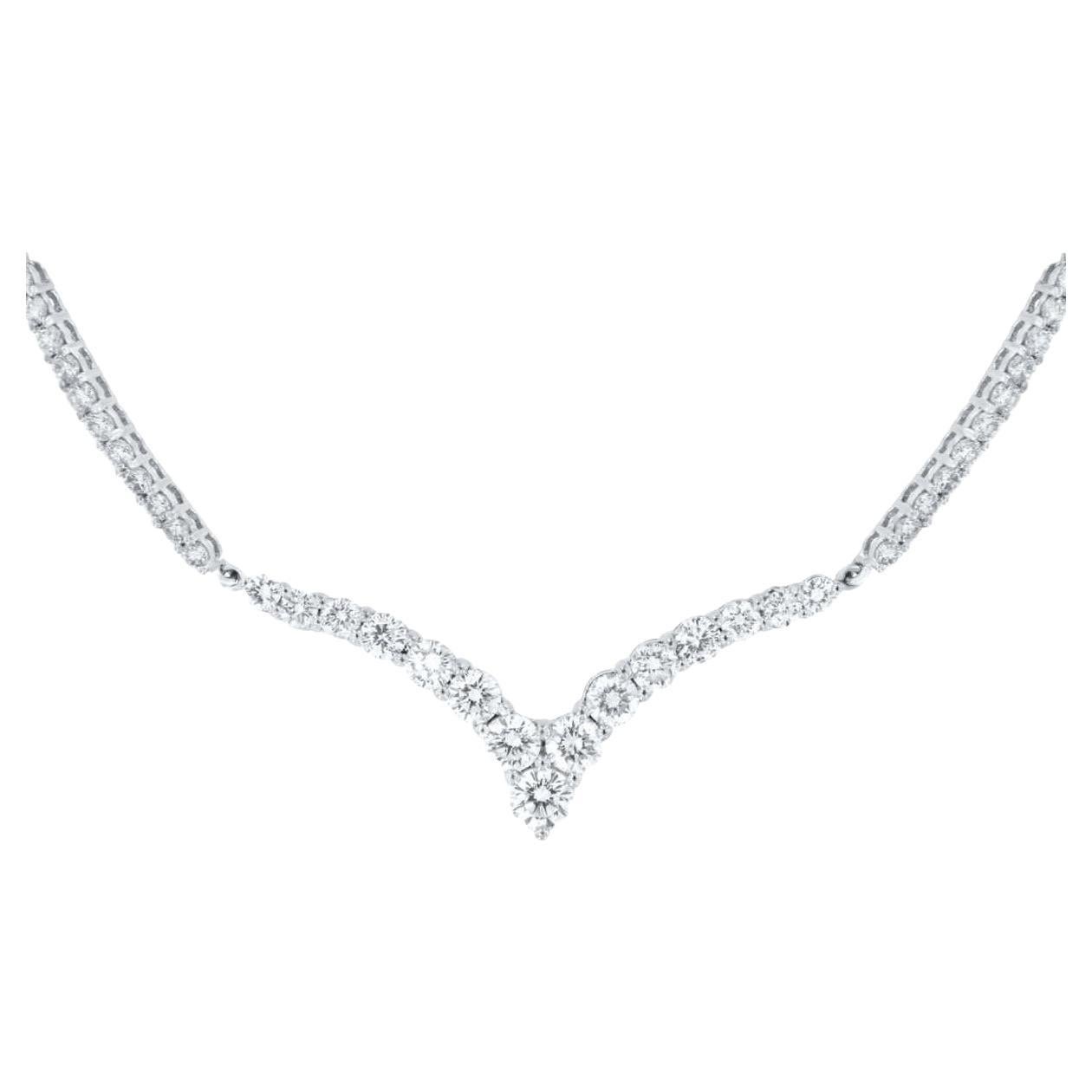 18k White Gold Women's Round Brilliant Diamond Bar Link Necklace