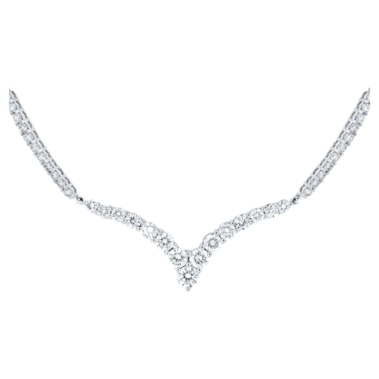 Collier à maillons en or blanc 18 carats avec diamants ronds et brillants pour femmes