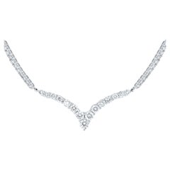 18k White Gold Women's Round Brilliant Diamond Bar Link Necklace