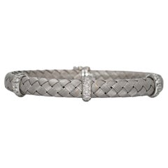 18K White Gold Woven Bracelet with Diamonds and Clasps 26.4g
