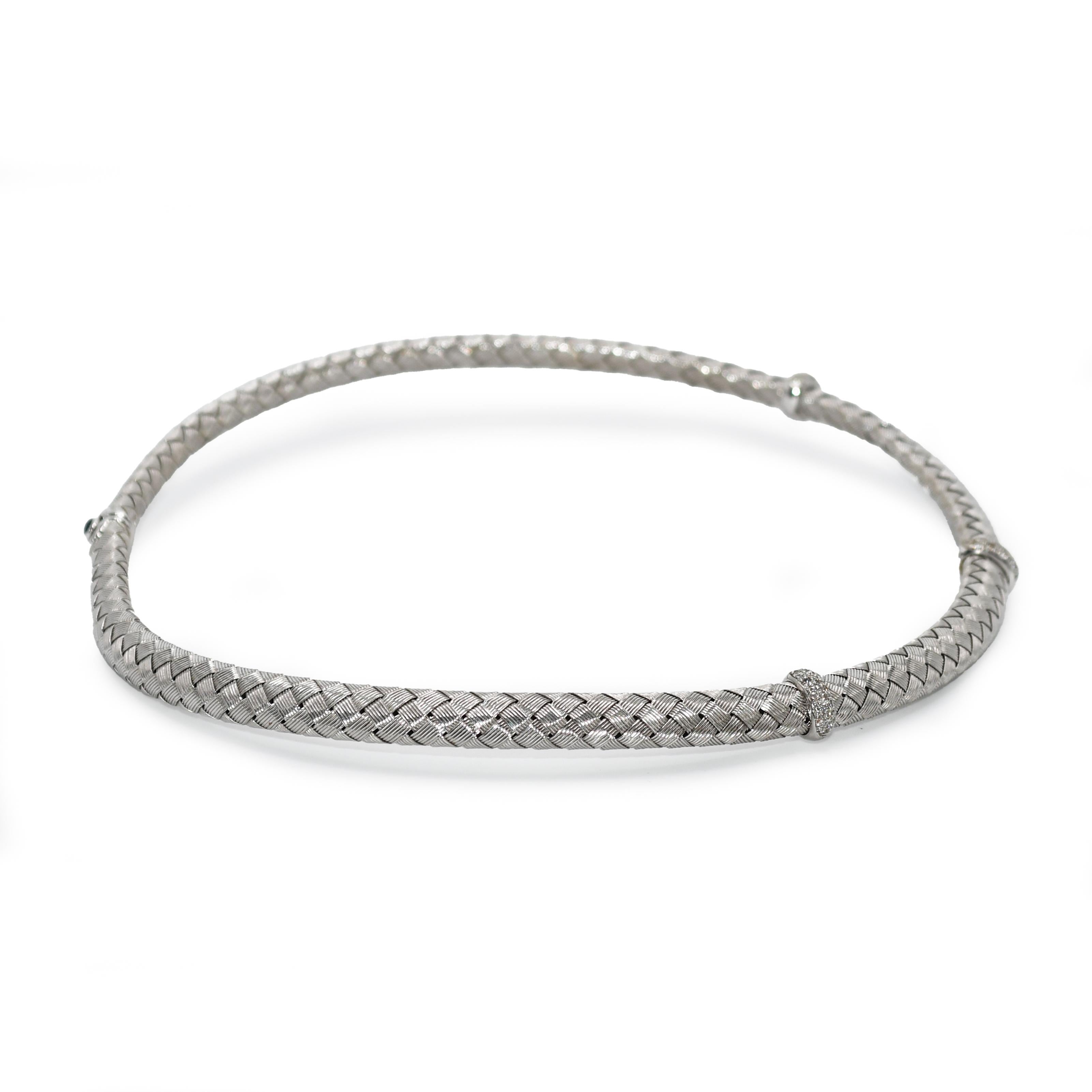 Collana con diamanti a maglie intrecciate in oro bianco 18K 0,50ct In condizioni ottime in vendita a Laguna Beach, CA