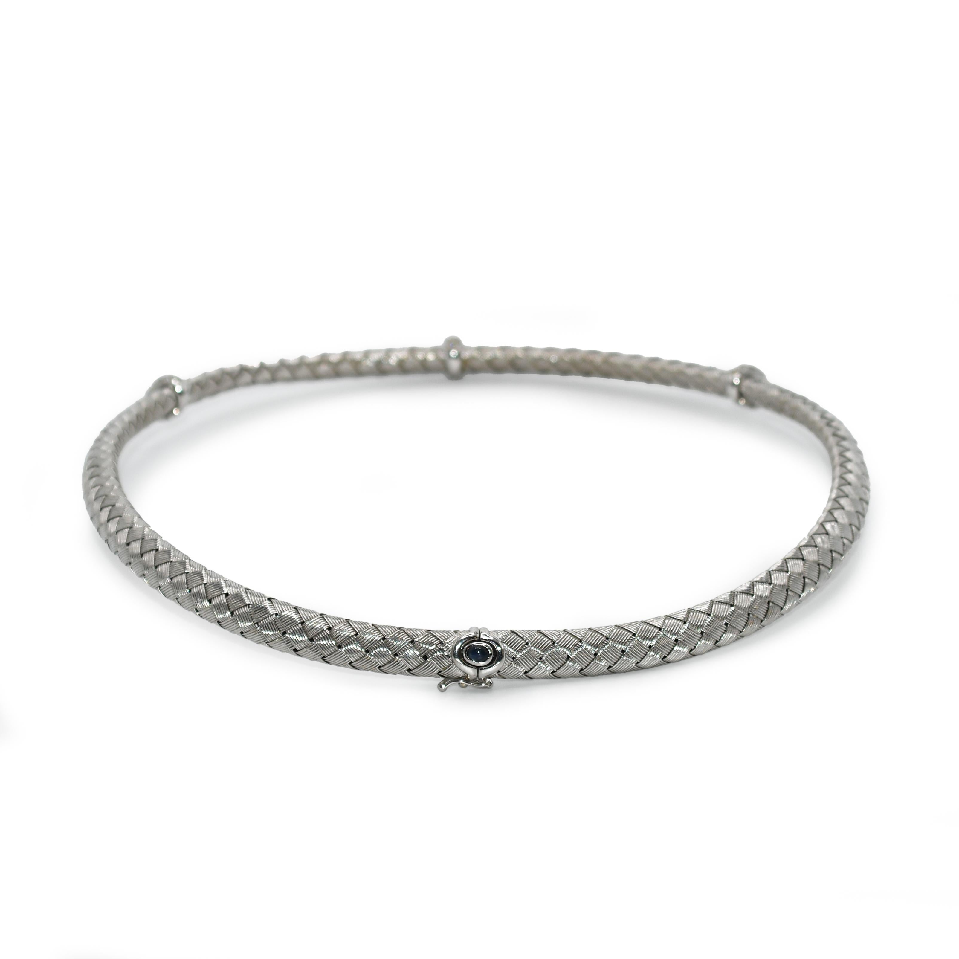 da uomo o donna Collana con diamanti a maglie intrecciate in oro bianco 18K 0,50ct in vendita