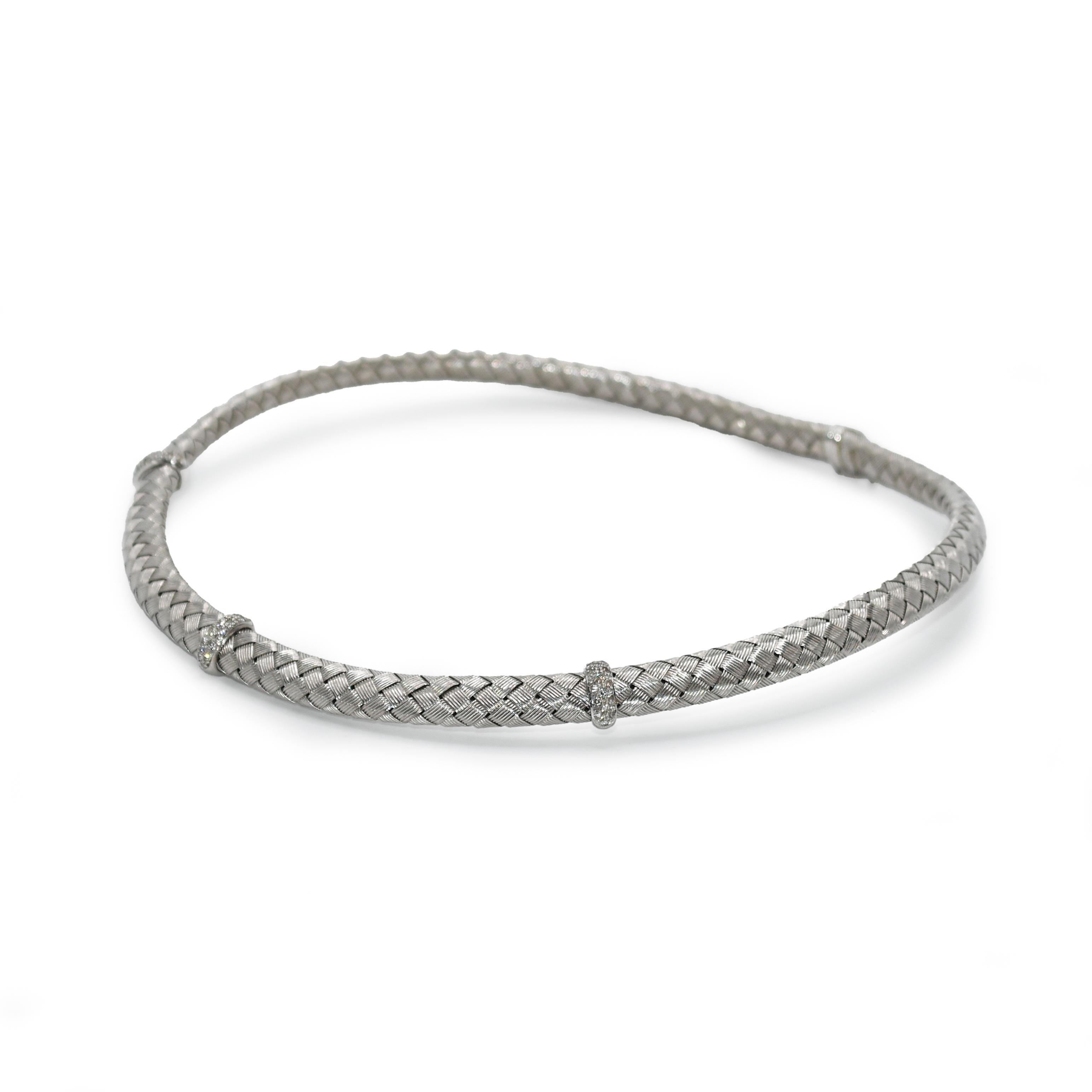 Collana con diamanti a maglie intrecciate in oro bianco 18K 0,50ct in vendita 2