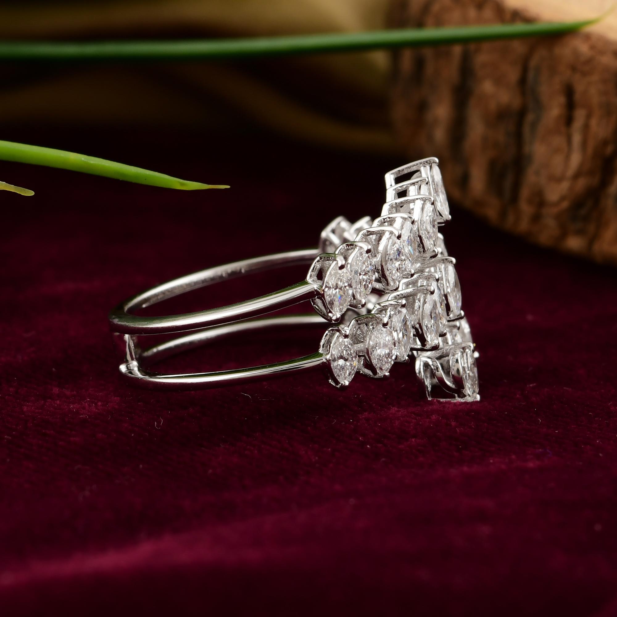 En venta: Alianza de boda de oro blanco de 18 quilates con diamantes SI/H auténticos Regalo  3