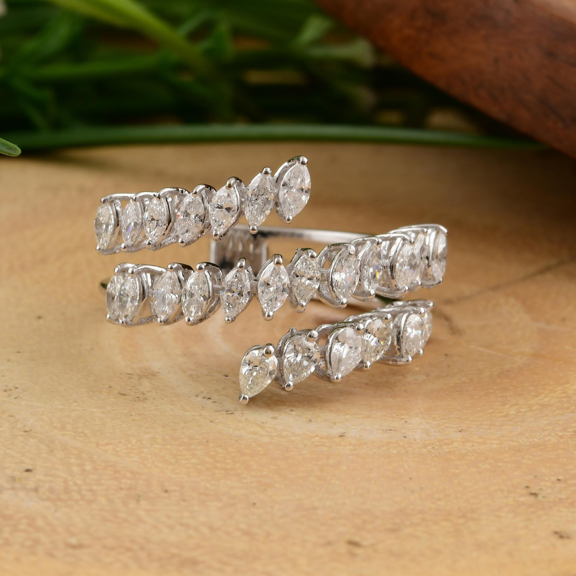 En venta: Alianza de boda de oro blanco de 18 quilates con diamantes SI/H auténticos Regalo  6