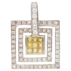 18K White Gold Yellow Diamond and White Diamond Pendant