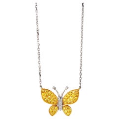 18K White Gold Yellow Diamond Butterfly Necklace