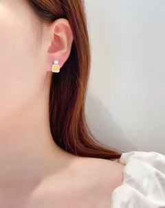 18K Weißgold Gelb Diamant Ohrringe