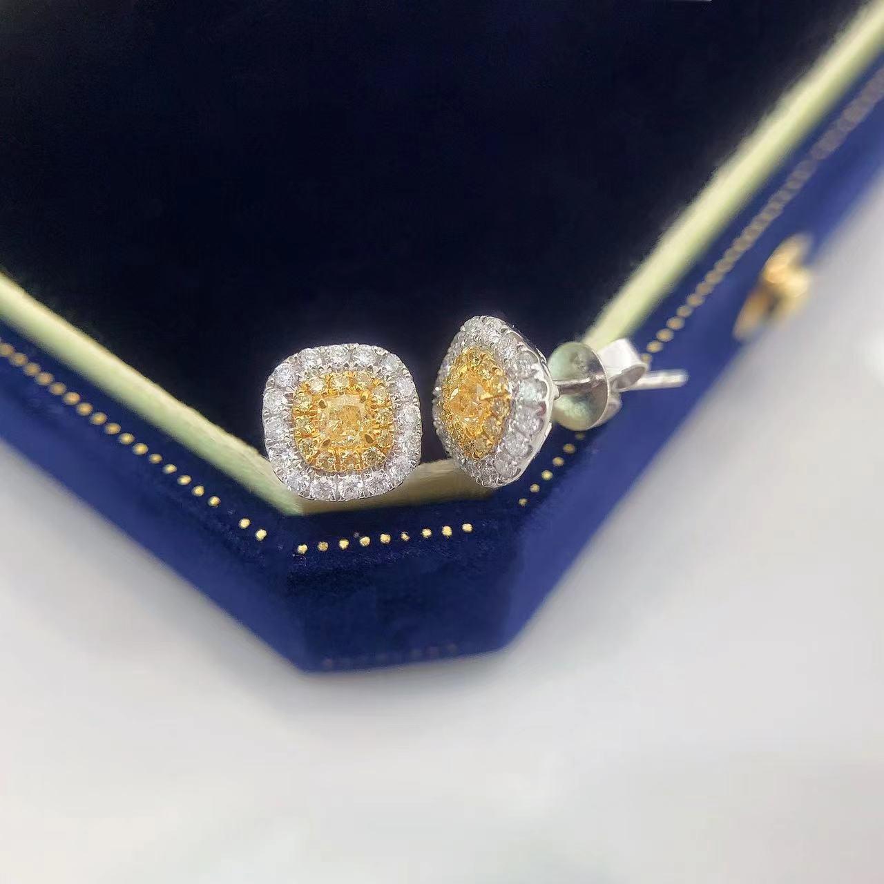 Orecchini con diamanti gialli in oro bianco 18 carati In condizioni Nuovo in vendita a Hong Kong, HK