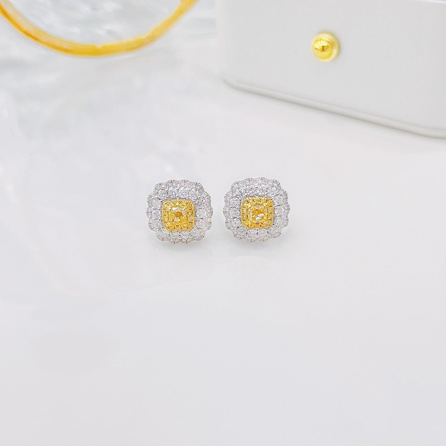 Orecchini con diamanti gialli in oro bianco 18 carati In condizioni Nuovo in vendita a Hong Kong, HK