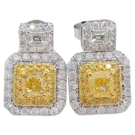 18K White Gold Yellow Diamond Earrings