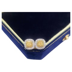 18K Weißgold Gelb Diamant Ohrringe