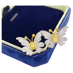18K White Gold Yellow Diamond Earrings