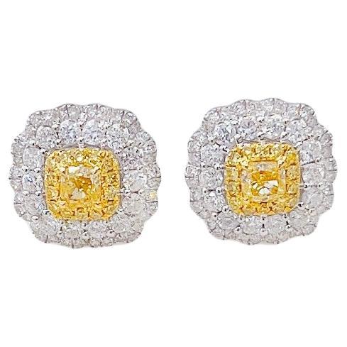 Orecchini con diamanti gialli in oro bianco 18 carati