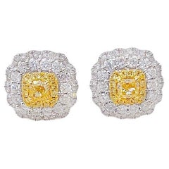 Pendientes de diamantes amarillos de oro blanco de 18 quilates