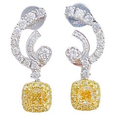 18K White Gold Yellow Diamond Earrings