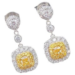 18K White Gold Yellow Diamond Earrings
