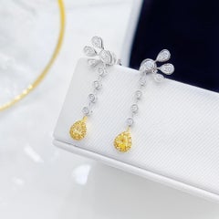 18K White Gold Yellow Diamond Earrings