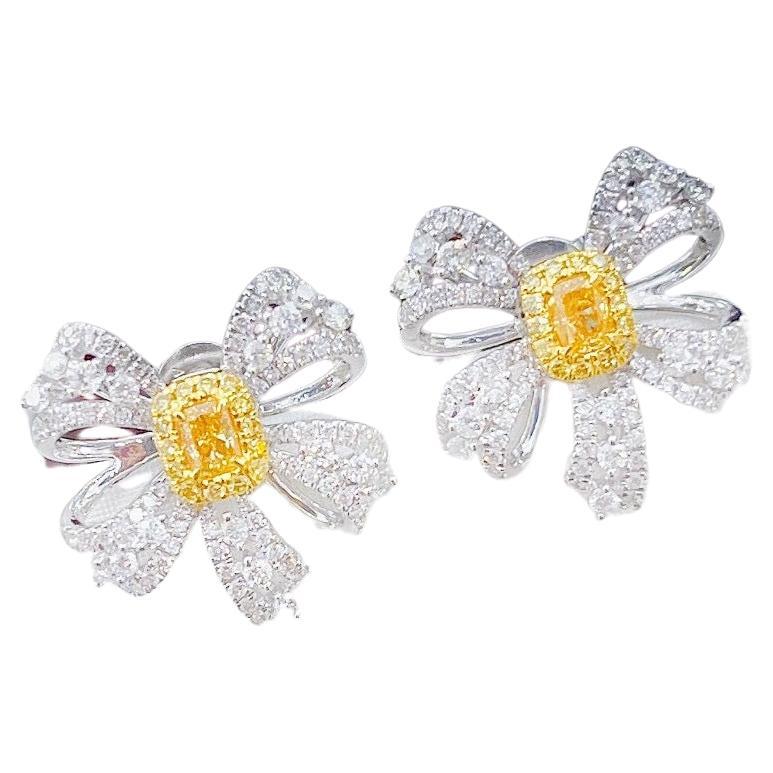 18K White Gold Yellow Diamond Earrings