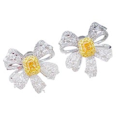 18K White Gold Yellow Diamond Earrings