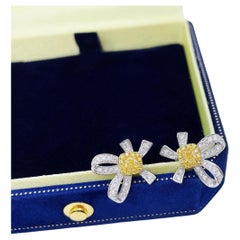 18K White Gold Yellow Diamond Earrings
