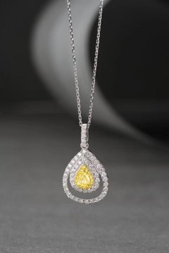 18K White Gold Yellow Diamond Necklace