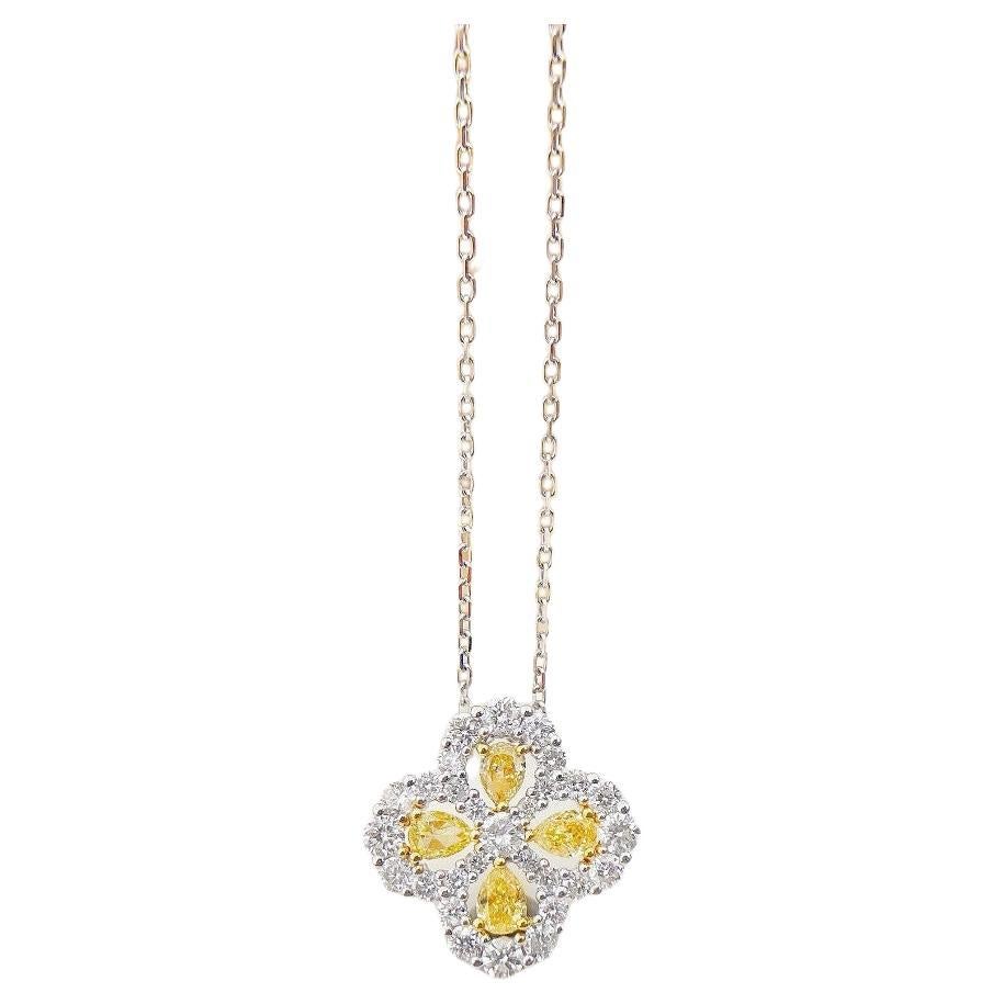 18K White Gold Yellow Diamond Necklace
