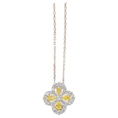 18K White Gold Yellow Diamond Necklace