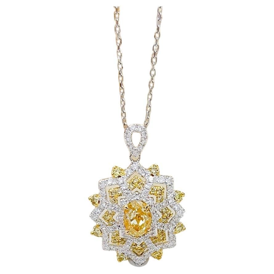 18K White Gold Yellow Diamond Necklace