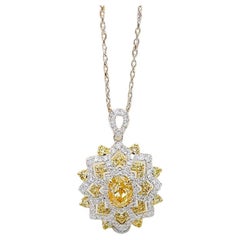 18K White Gold Yellow Diamond Necklace