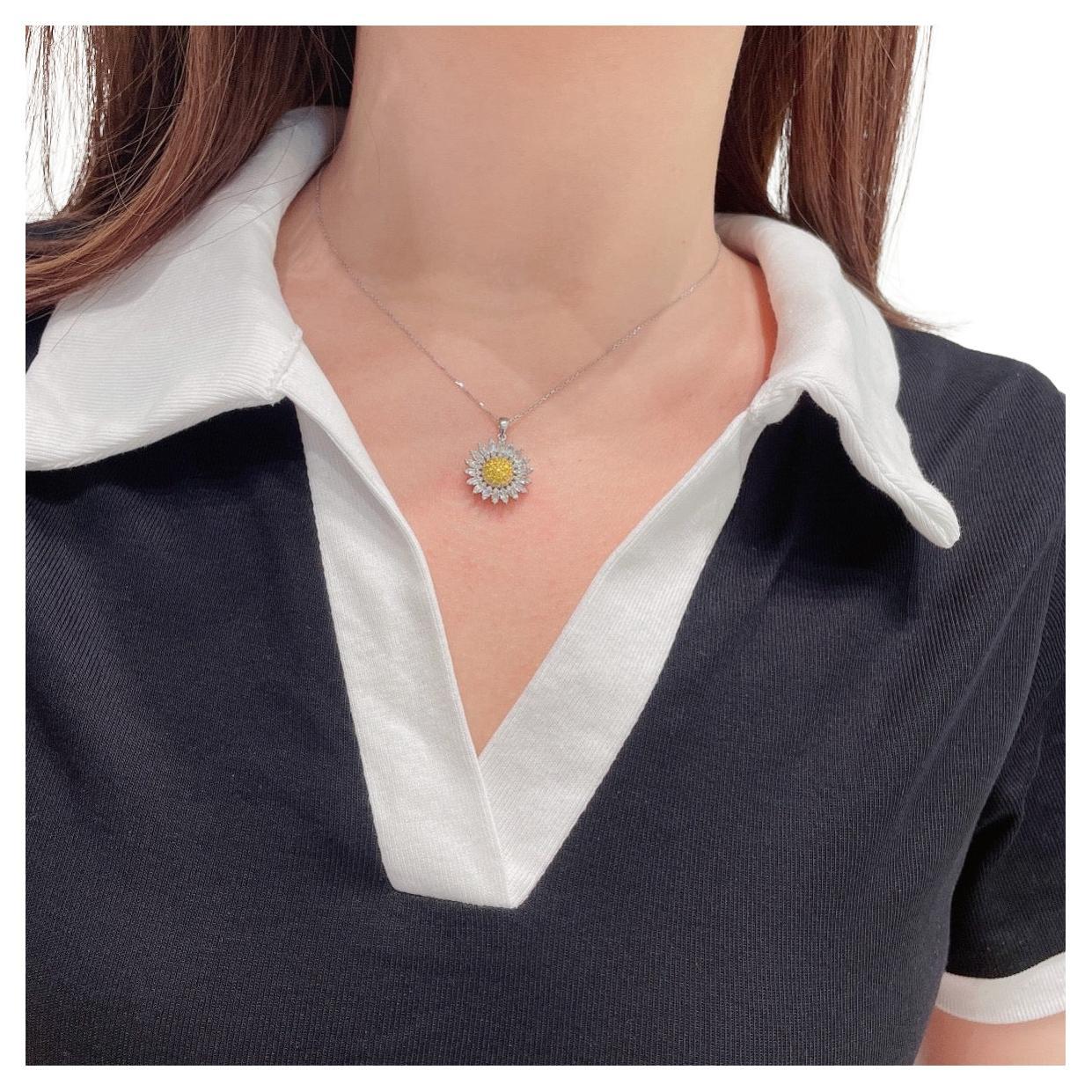 18K White Gold Yellow Diamond Necklace
