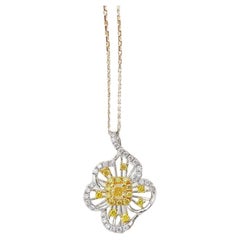 18K White Gold Yellow Diamond Necklace