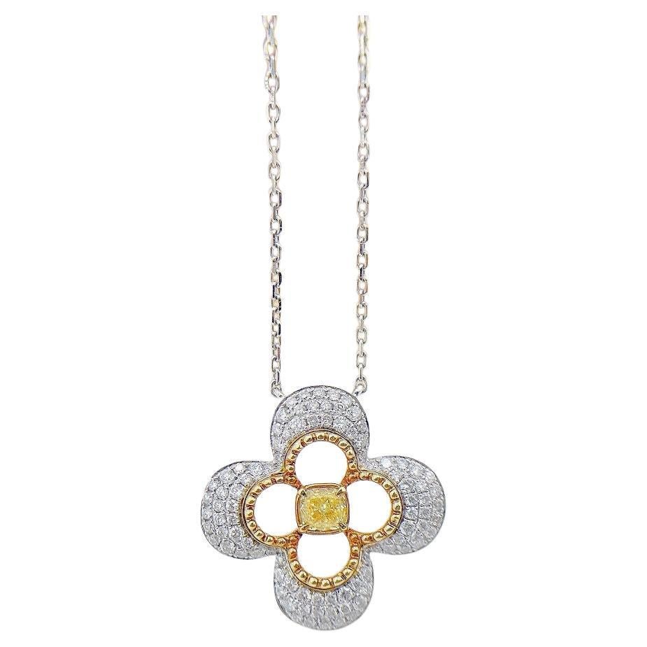 18K White Gold Yellow Diamond Necklace
