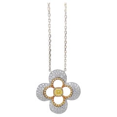 Collar de diamantes amarillos de oro blanco de 18 quilates