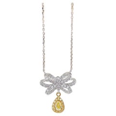 18K White Gold Yellow Diamond Necklace