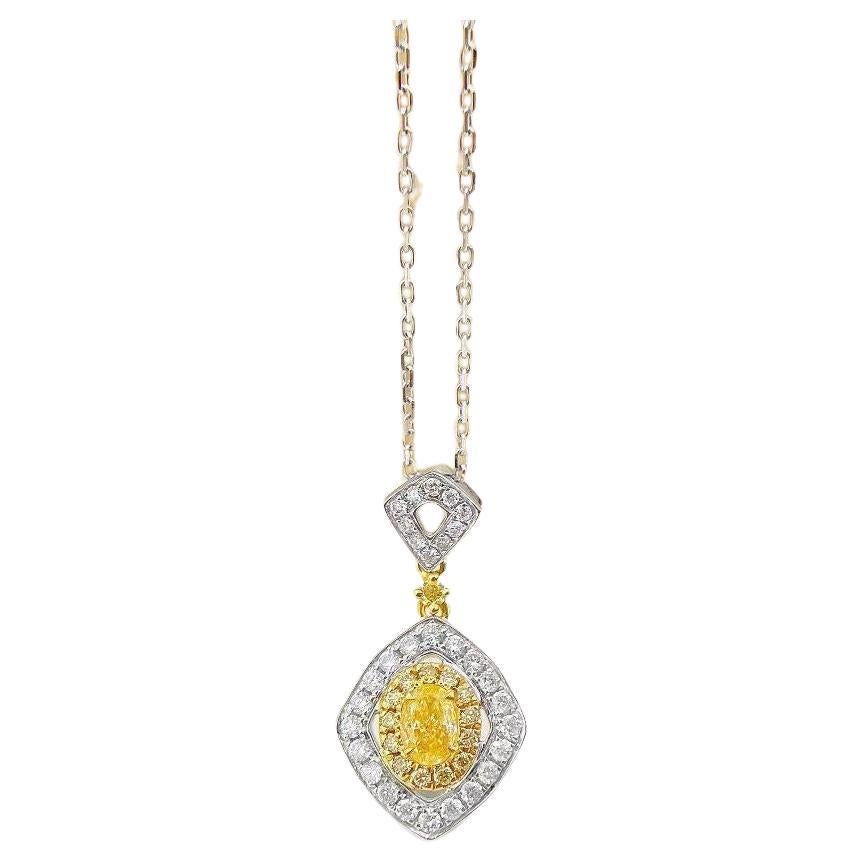 18K White Gold Yellow Diamond Necklace