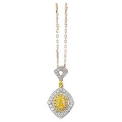 18K White Gold Yellow Diamond Necklace