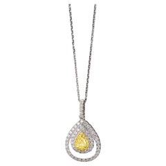 18K White Gold Yellow Diamond Necklace