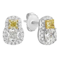 18 Karat Weißgold Gelbe Diamant-Ohrstecker