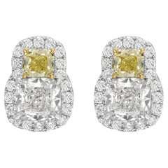 Pendientes de oro blanco de 18 quilates con diamantes amarillos