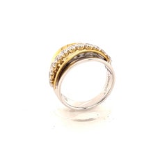 18K White Gold, Yellow Gold Double Band Ring & Diamond Accent Simon G