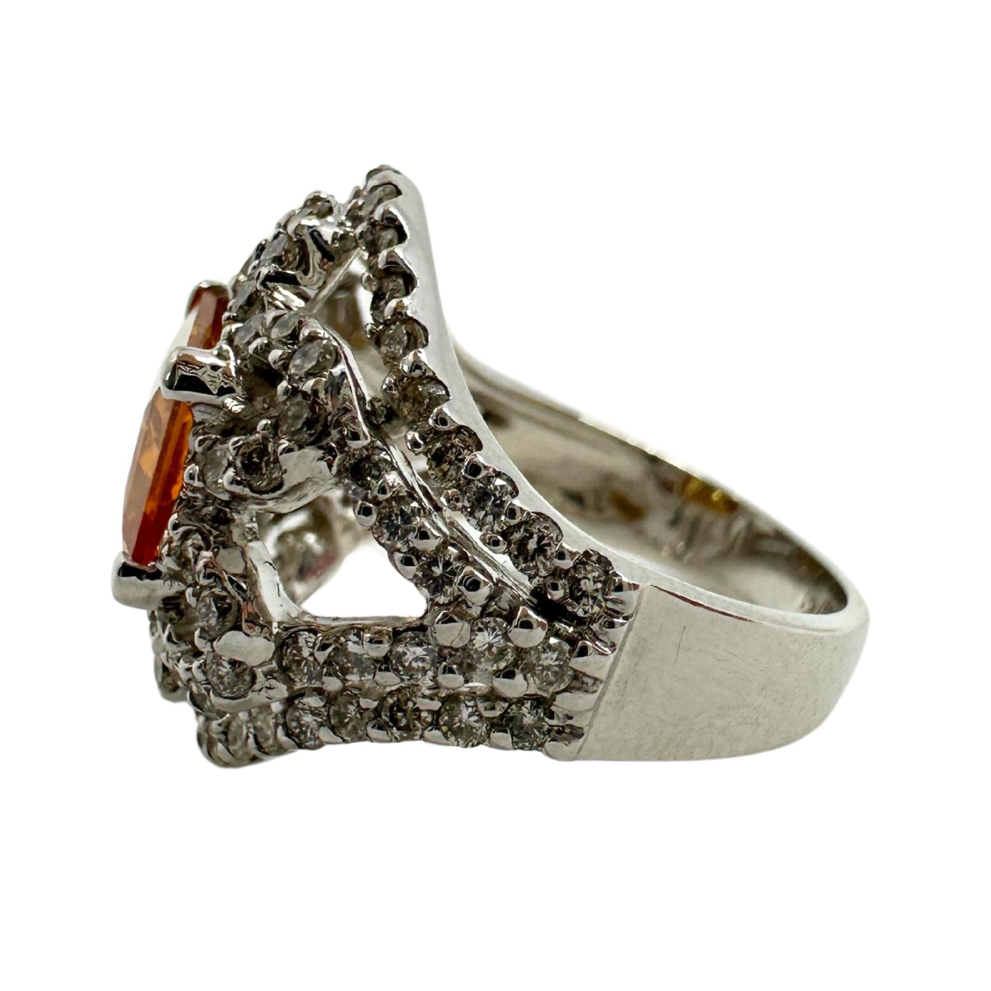 Bague fleur en or blanc 18k saphir jaune et diamant Pour femmes en vente
