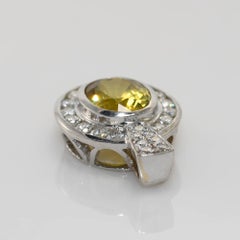 18K White Gold Yellow Sapphire & Diamond Pendant, 6.9g