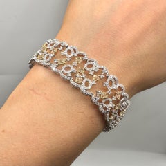 18K White Gold Yellow & White Diamond Bracelet – 9.92 CT Total Diamond Weight