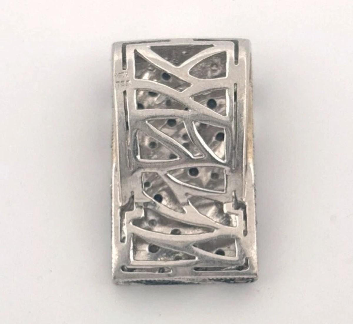 18K White Gold Zebra Stripe Black Chocolate White Diamond Slide 1.00CTW Pendant In Excellent Condition For Sale In Carmel By The Sea, CA
