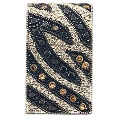 18K White Gold Zebra Stripe Black Chocolate White Diamond Slide 1.00CTW Pendant